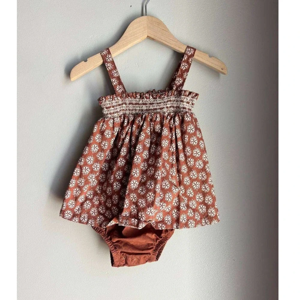 Carters Smocked Floral Bloomer Set 18M Euro Summer Cottagecore Boho Scandi Baby